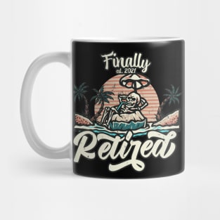 Retired Retro Skeleton Beach Retirement Pensioner Mug